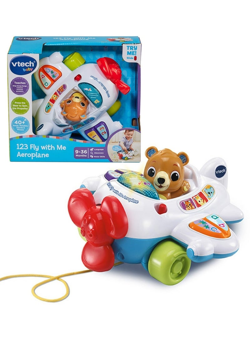 Vtech -  123 Fly with Me Airoplane - Multicolour | Light up button plays fun sing-along songs and the wing buttons introduce numbers and letter sounds. | Suitable ages 9m + up - Image 4